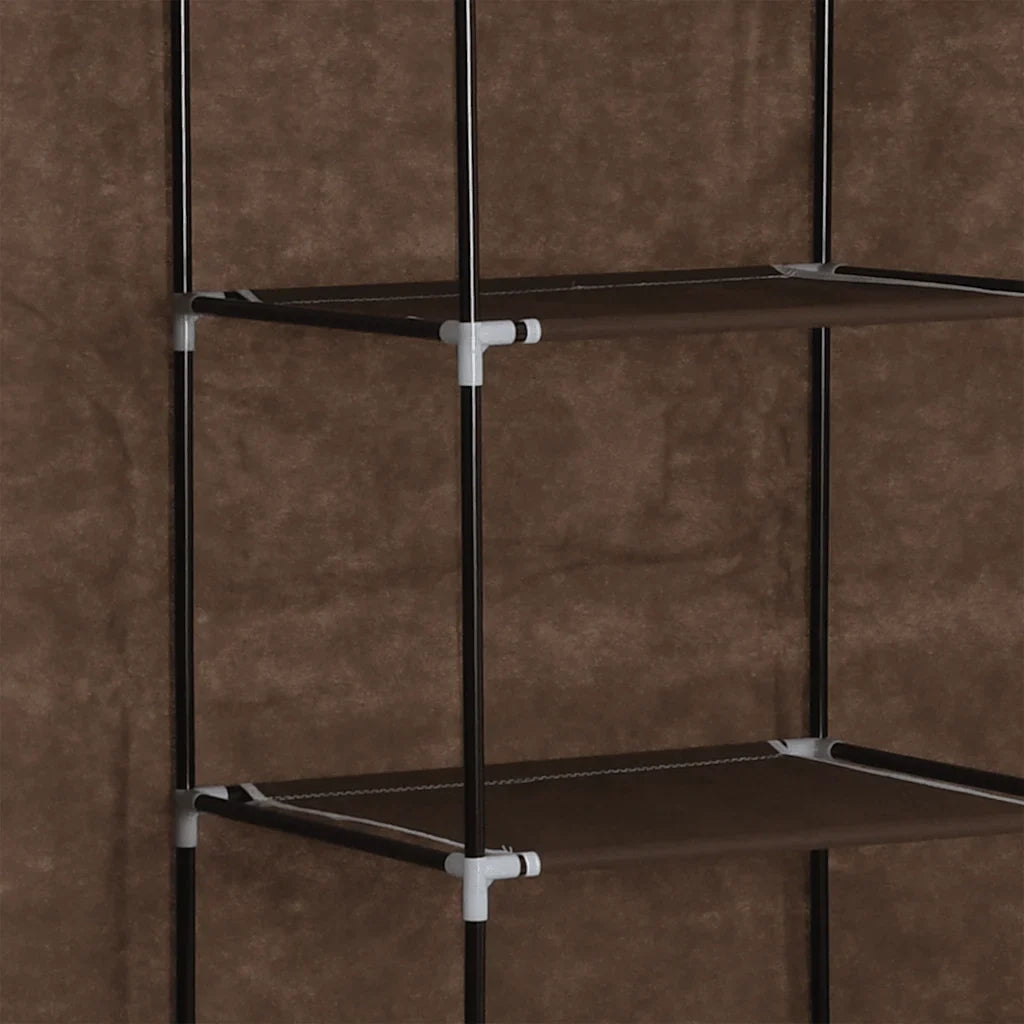 Pratico armadio portatile con scomparti e barre 150 x 45 x 175 cm in tessuto non tessuto marrone 02_0046444