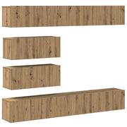 Set Mobile TV 6 pz | Armadietto TV | Mobile Porta TV Montato a Parete Rovere in Legno Multistrato