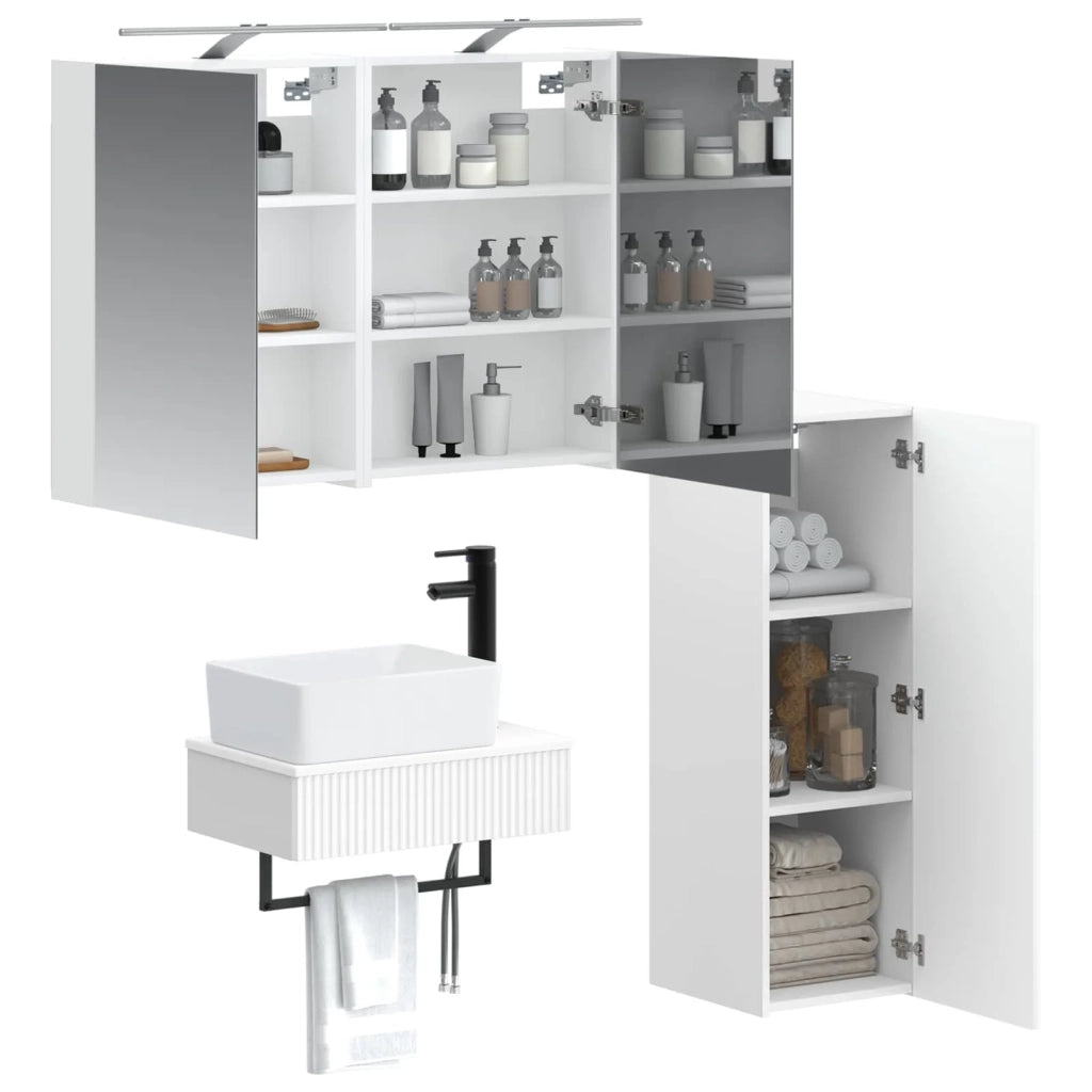 Set di Armadi da Bagno 4 pz Bianco Legno ingegnerizzato 3407383