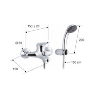 Miscelatore vasca remer con doccino e flessibile - serie kiss