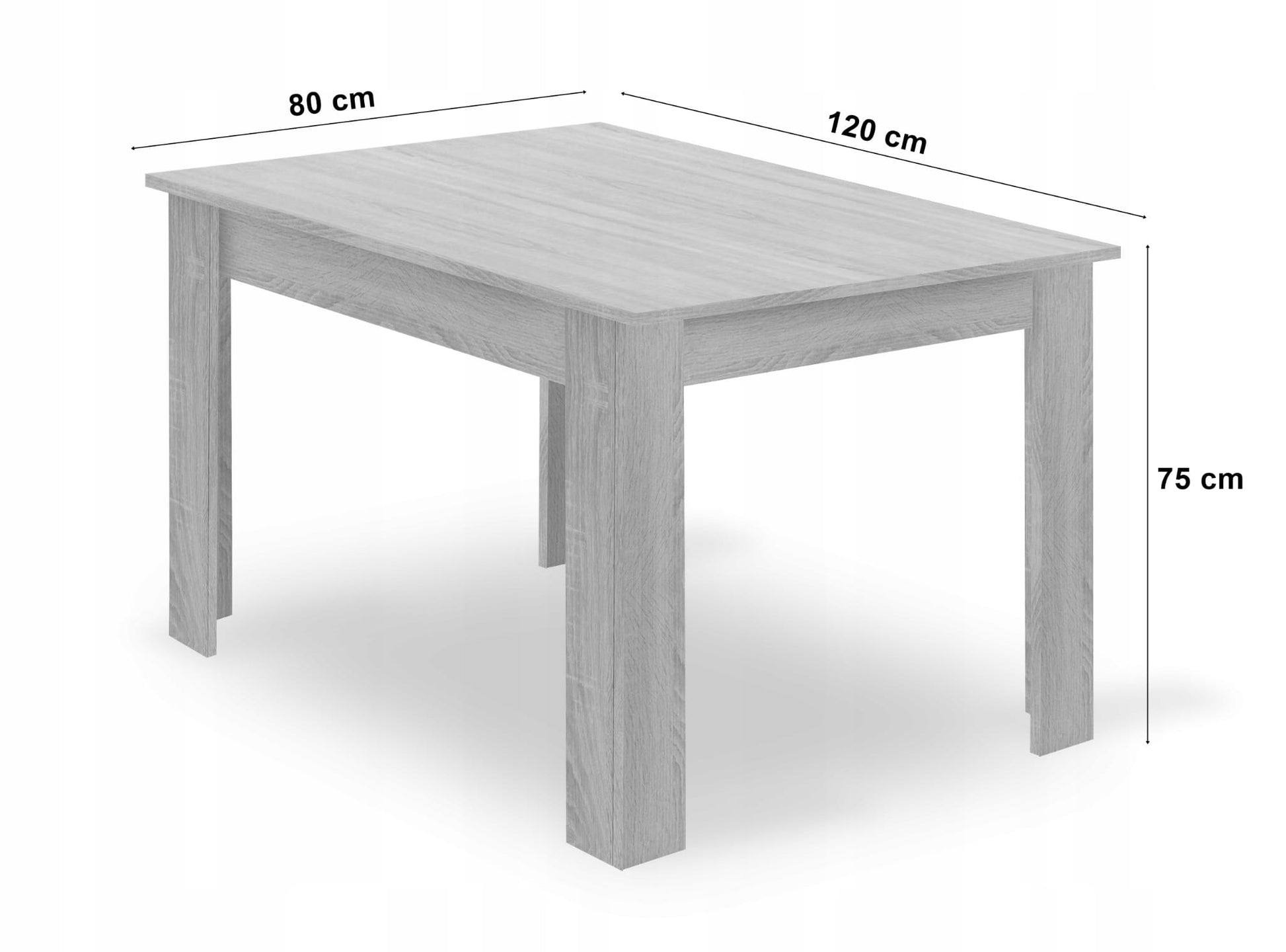 Set tavolo rettangolare Valora 120x80 rovere Sonoma + 4 sedie bianche OSAKA