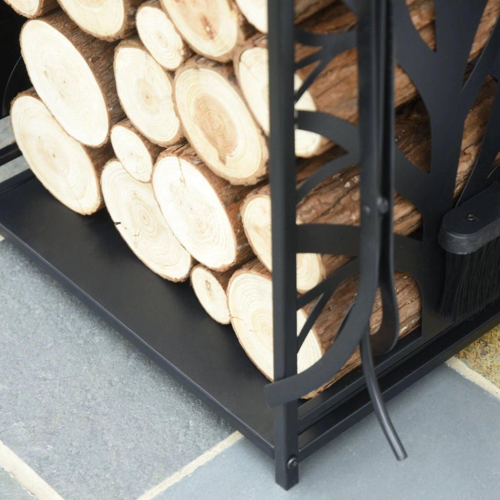 Portalegna Legnaia 46x29x70 cm in Acciaio con Attrezzi  Nero