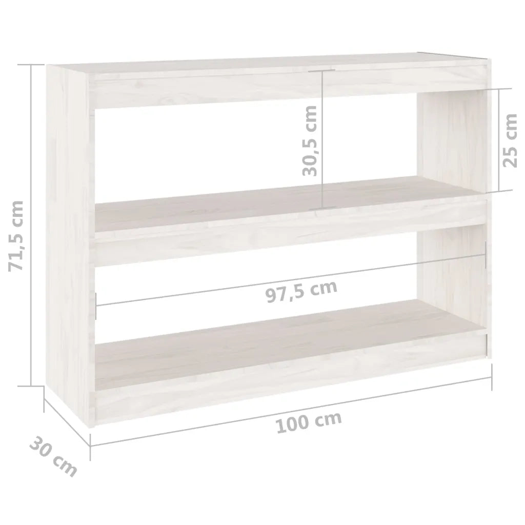 Libreria/Divisorio Bianco 100x30x71,5 cm Legno Massello di Pino 808209