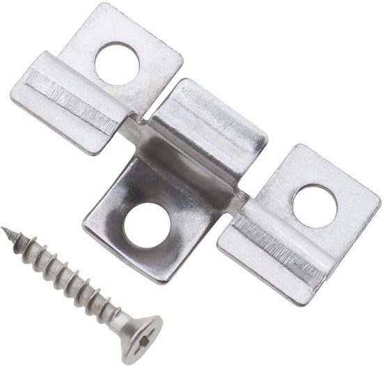 Piastra di fissaggio 100 pezzi - Fermo pavimento - Acciaio inossidabile - Resistente alla corrosione - Fissaggio esterno per pavimenti in legno - Fermo pavimento per terrazze