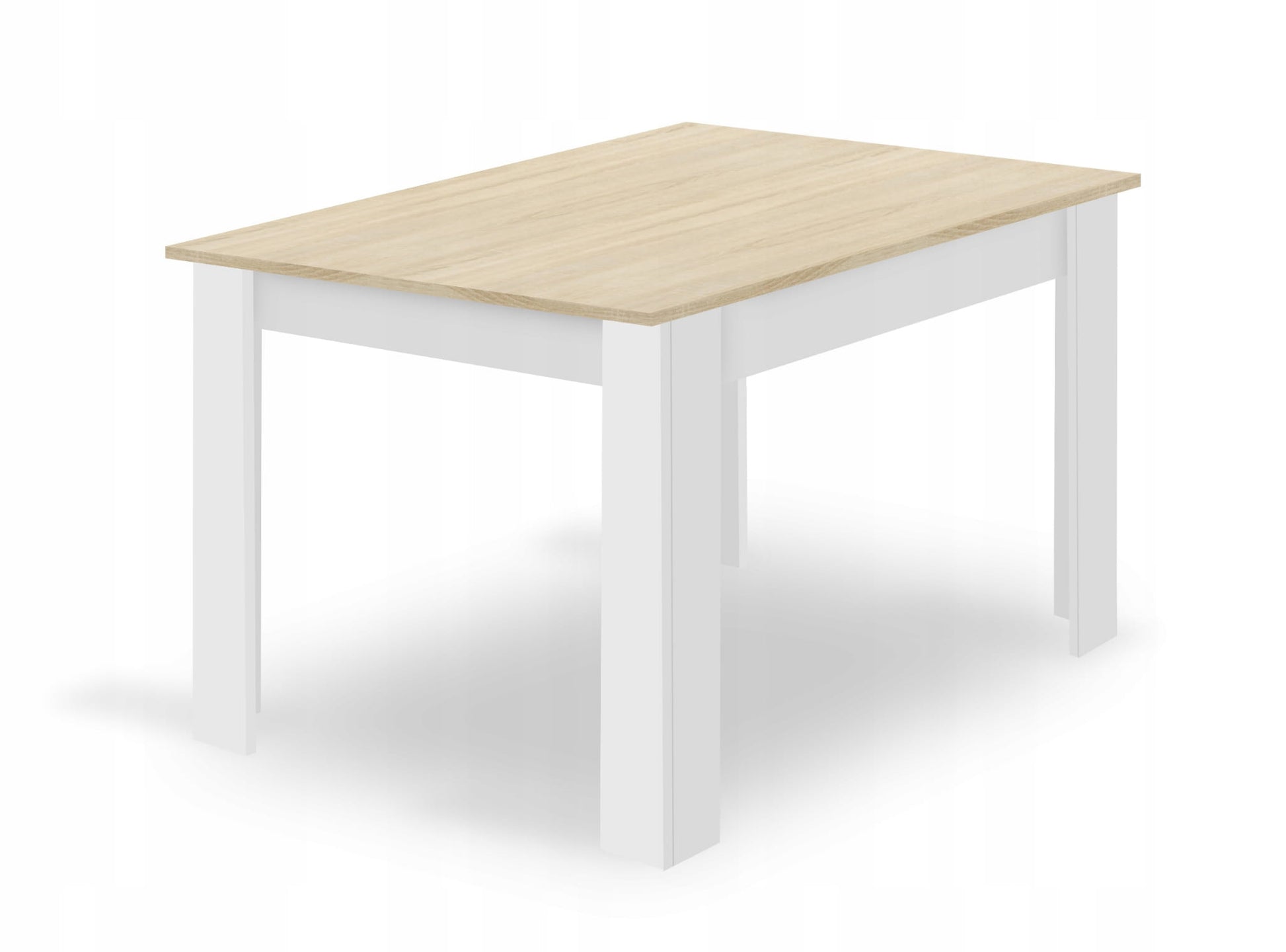 Set tavolo rettangolare Valora 120x80 rovere Sonoma + 4 sedie bianche OSAKA