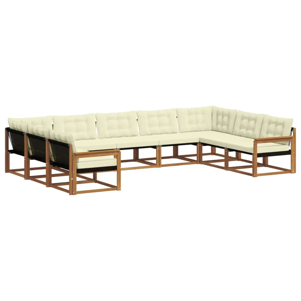 Set di divani da esterno con cuscino 9 pcs Naturale e Crema