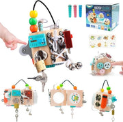 Cubo di Attività per Bambini - Giocattolo Educativo in Legno e Cubo di Distrazione