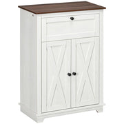 CREDENZA BASSA DA CUCINA IN STILE RUSTICO CON CASSETTO E ARMADIETTO CON RIPIANO REGOLABILE, BIANCO