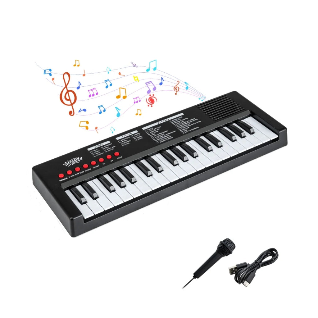 Tastiera pianoforte portatile per bambini 40,5 x 15 x 3,5 cm 8 suoni e 22 demo design intuitivo ABS nero 20_0019077