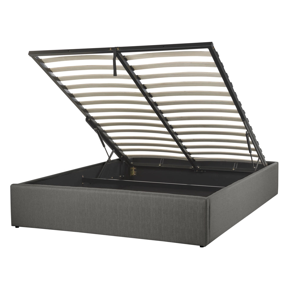 Letto a doghe ottomana imbottita in tessuto di poliestere grigio contenitore 140 cm 6 doppia dimensione design moderno