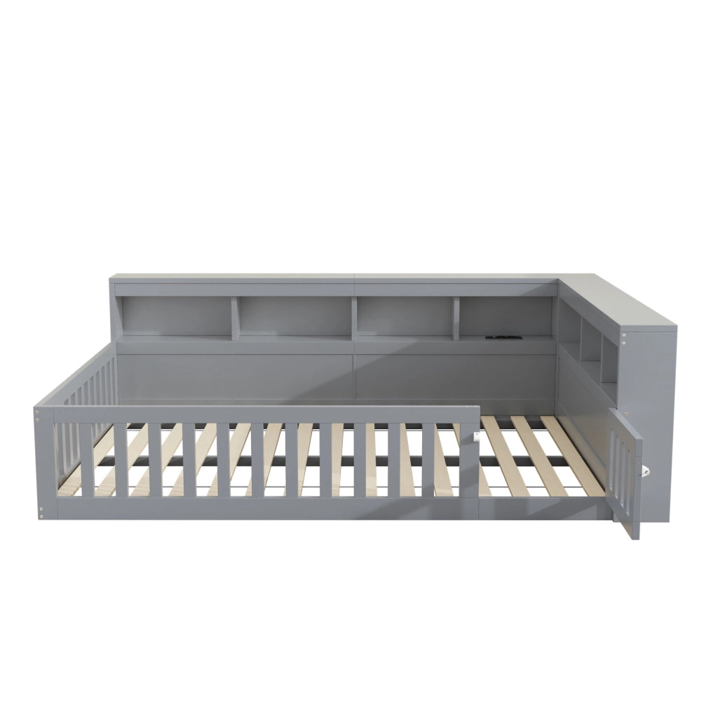 Daybed 140x190 cm con presa e USB; vano contenitore; in truciolato e MDF grigio