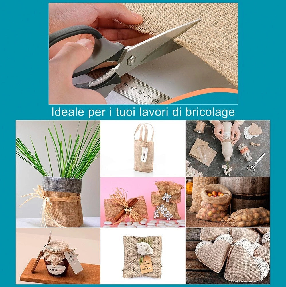 Juta Tessuto Tela Yuta 150x1000 Cm Fibra Naturale 336 GR/m² Decorazioni Casa Rivestimenti Bricolage