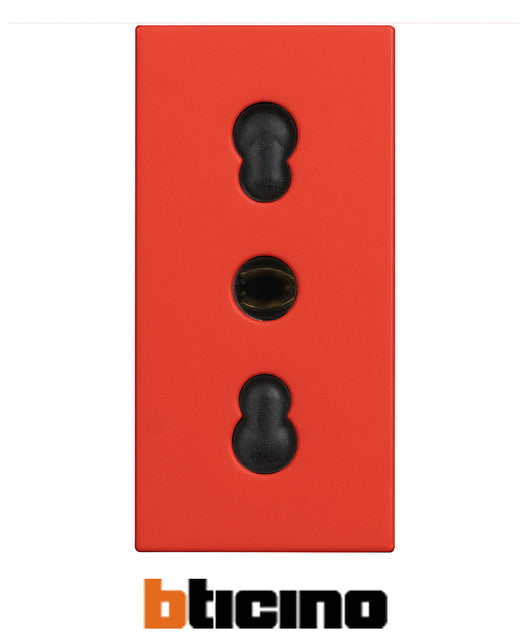 Bticino presa bipasso standard Italia 2P+T 10/16A colore rosso