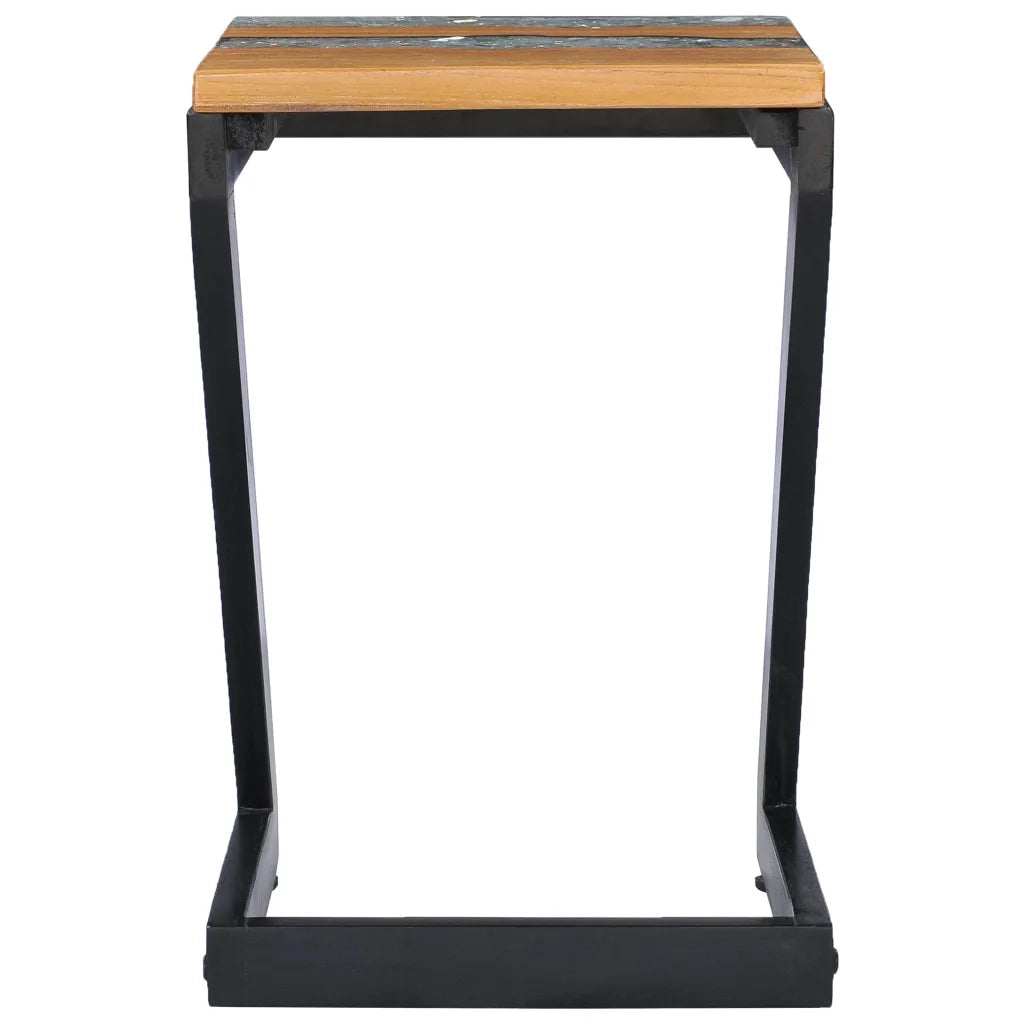 Tavolino Salotto 30x30x50 cm Legno Massello Teak e Poliresina 281649