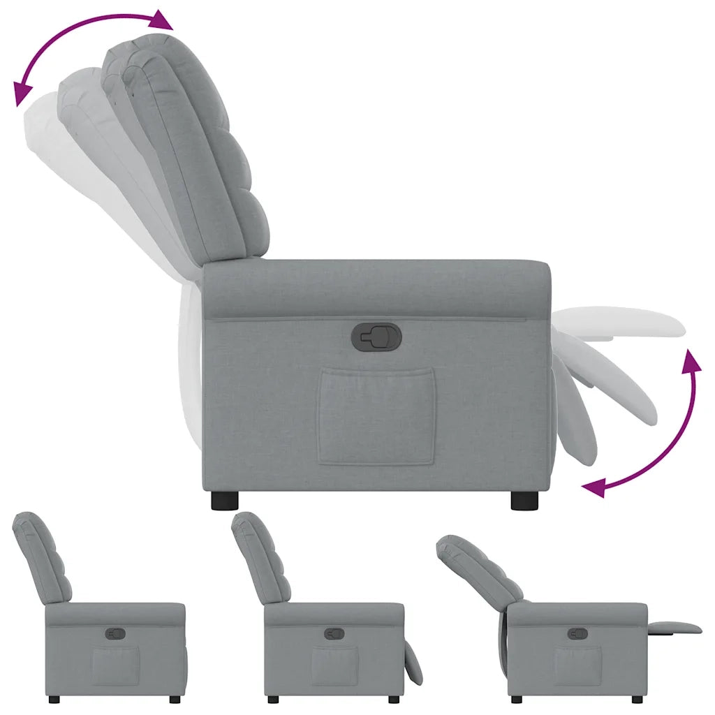 Divano Sedia-Poltrona Reclinabile in Tessuto Grigio Chiaro 610884