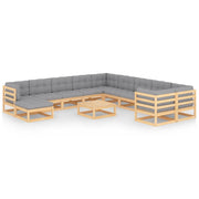 Set Divani da Giardino 12 pz con Cuscini Legno Massello di Pino cod mxl 41862
