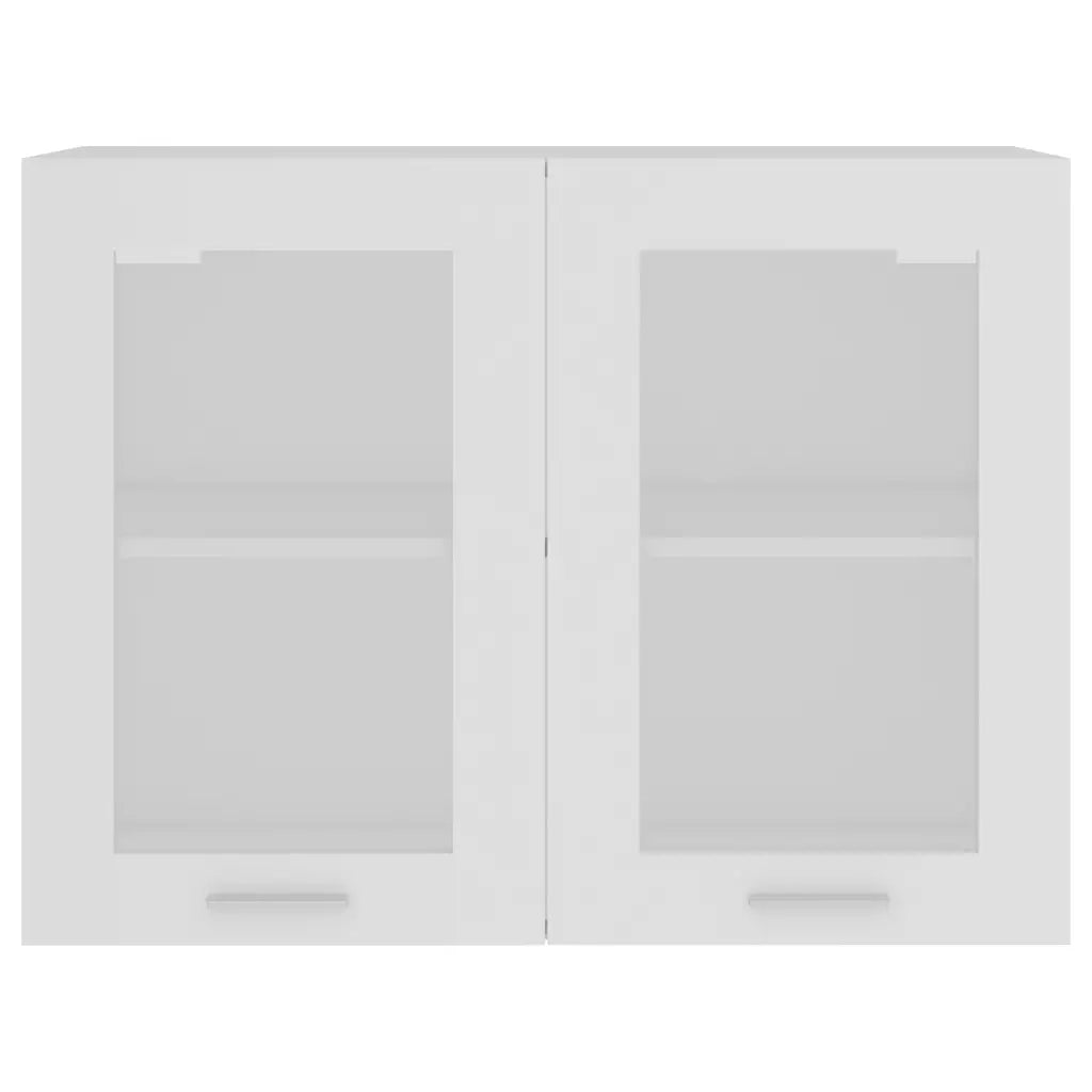 Mobile Pensile con Vetro “Lyon” Bianco 80x31x60 cm 802529