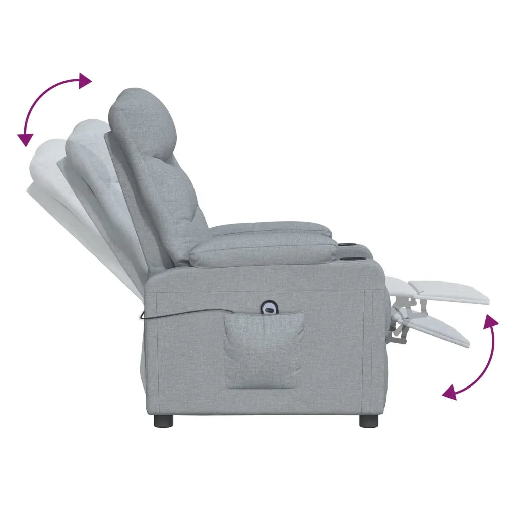Poltrona Elettrica Reclinabile Grigio Chiaro in Tessuto 3098815