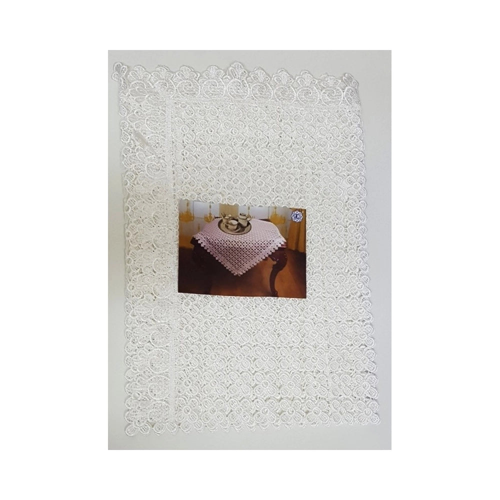 Trade Shop - Centrino Centrotavola Bianco Avorio Quadrato Merletto Centro Tavola 80x80cm -