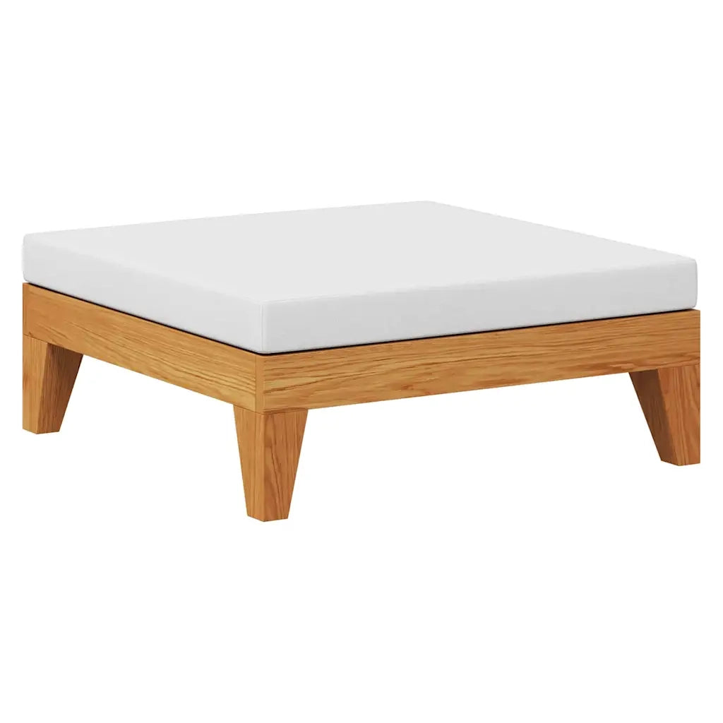 Sedia da giardino-Poggiapiedi con Cuscino Bianco Crema in Massello d'Acacia 398956