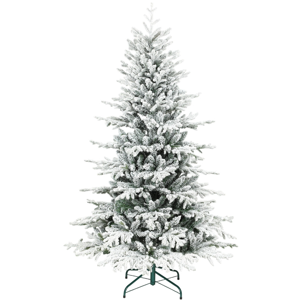 Albero di Natale artificiale innevato 180 cm ¨C zephmum ¨C verde con supporto metallo pieghevole