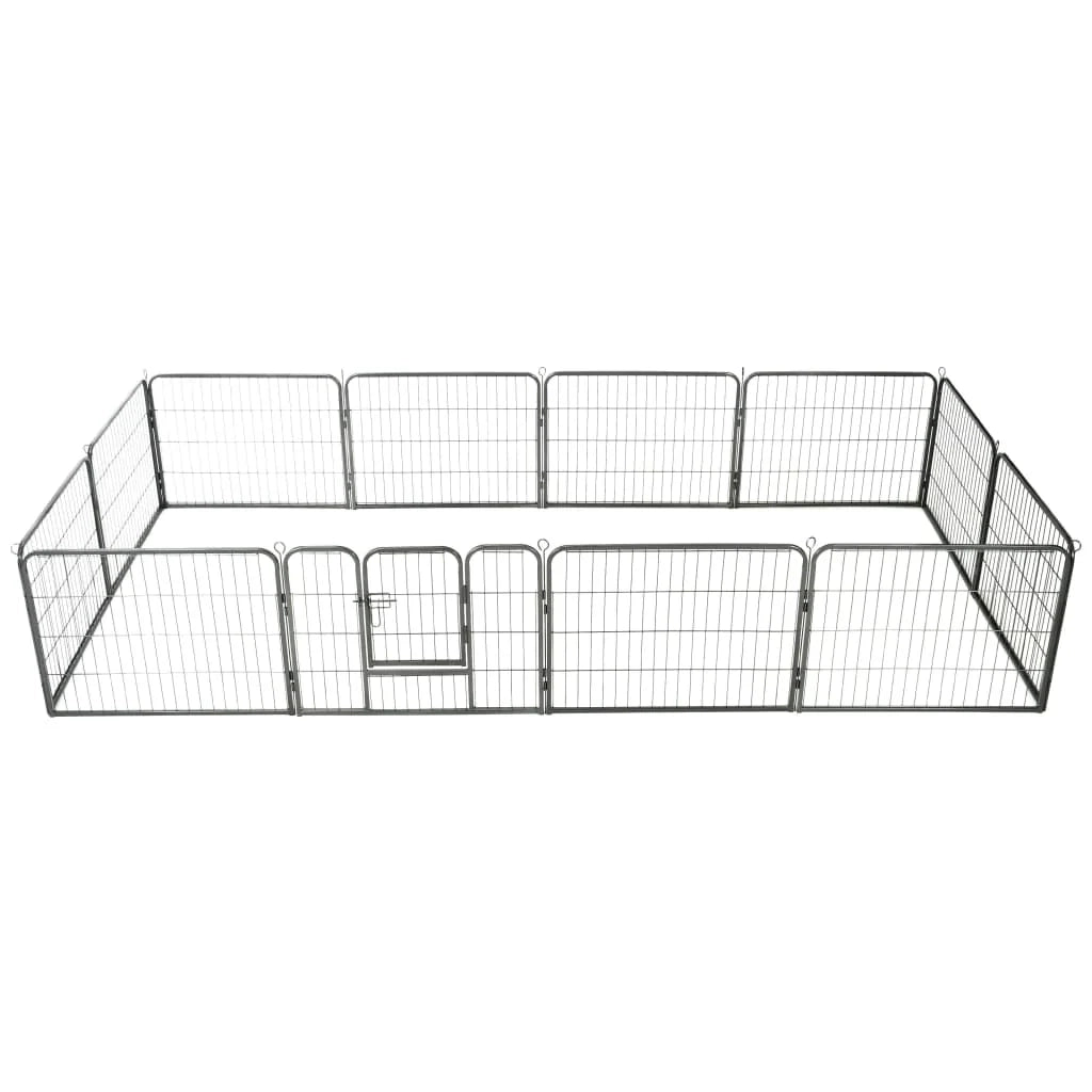 Recinto per cani con 12 pannelli in acciaio 80 x 60 cm nero 02_0000565