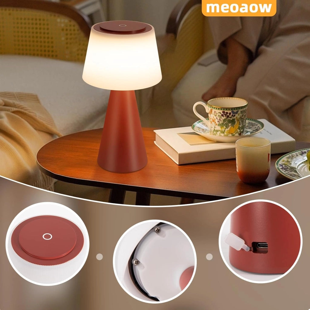 ZMH Lampada da tavolo LED wireless batteria 3600mAh dimmerabile moderna per soggiorno