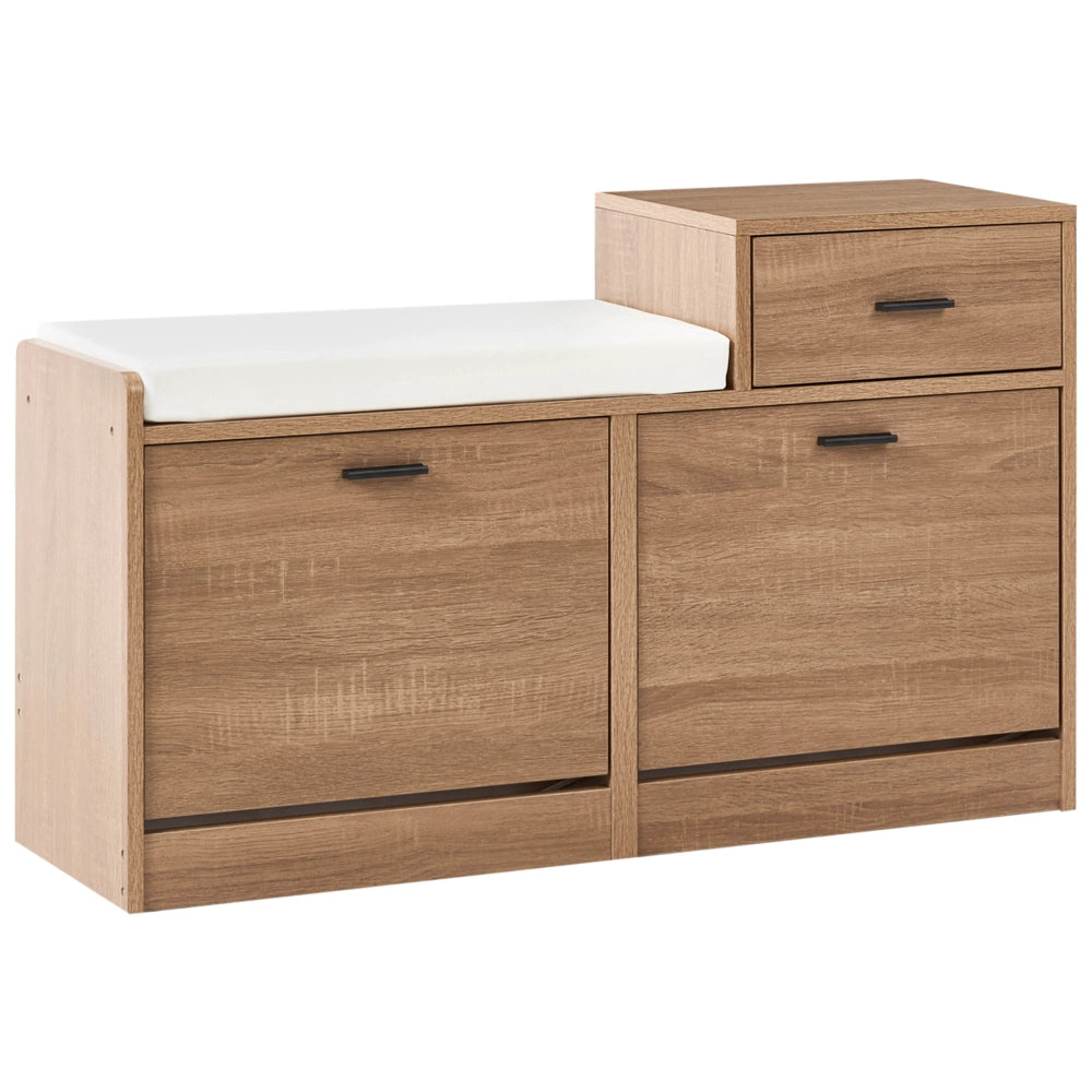 Armadietto porta scarpe Marrone chiaro con sedile in truciolato 2 scomparti Design scandinavo corridoio