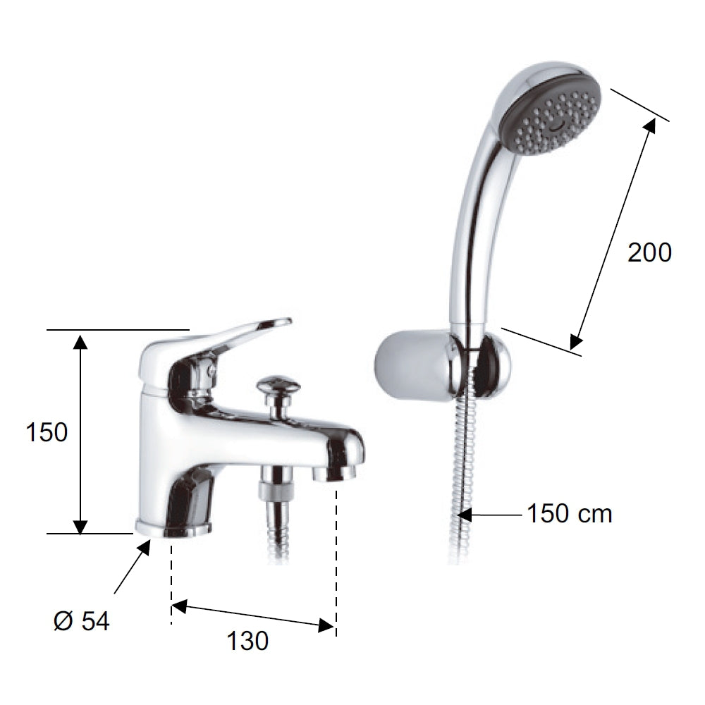 Miscelatore lavabo/vasca remer con kit doccia - serie kiss
