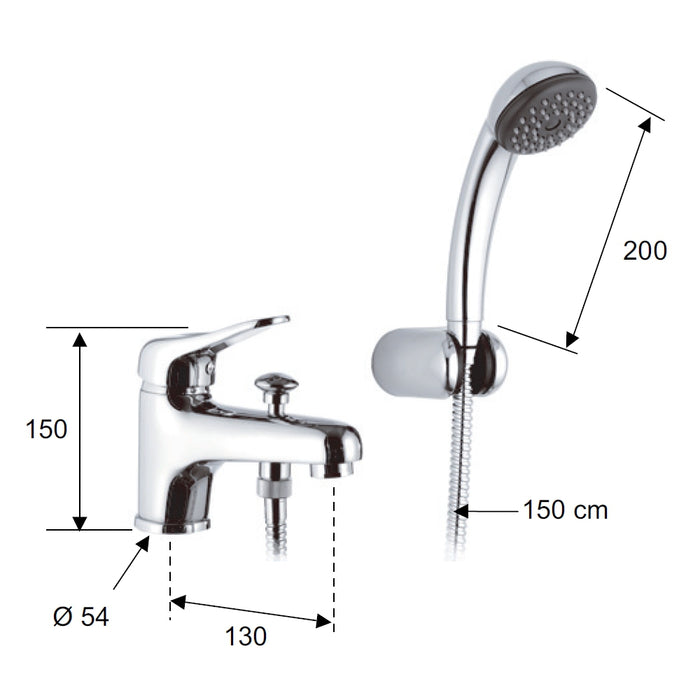 Miscelatore lavabo/vasca remer con kit doccia - serie kiss