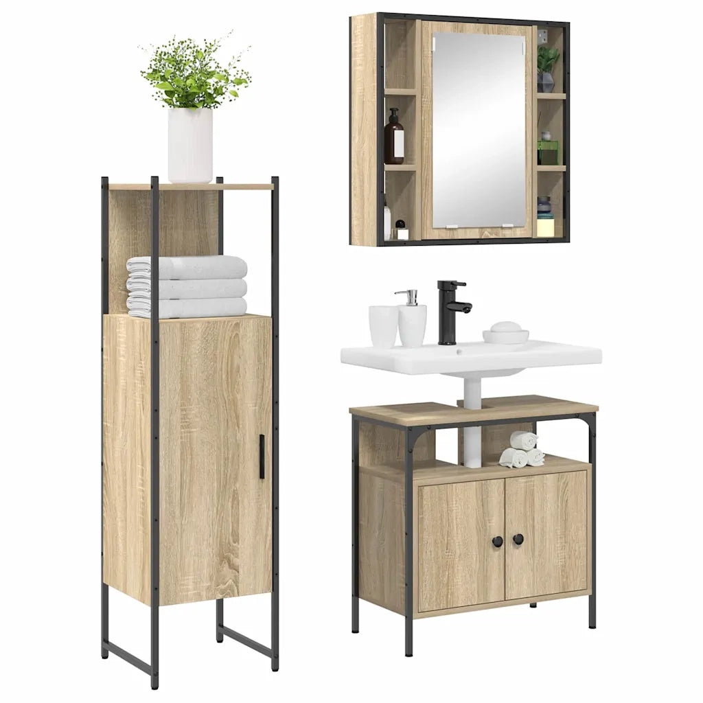 Set di mobili per il bagno 3 pcs Marrone Legno multistrato 3345136