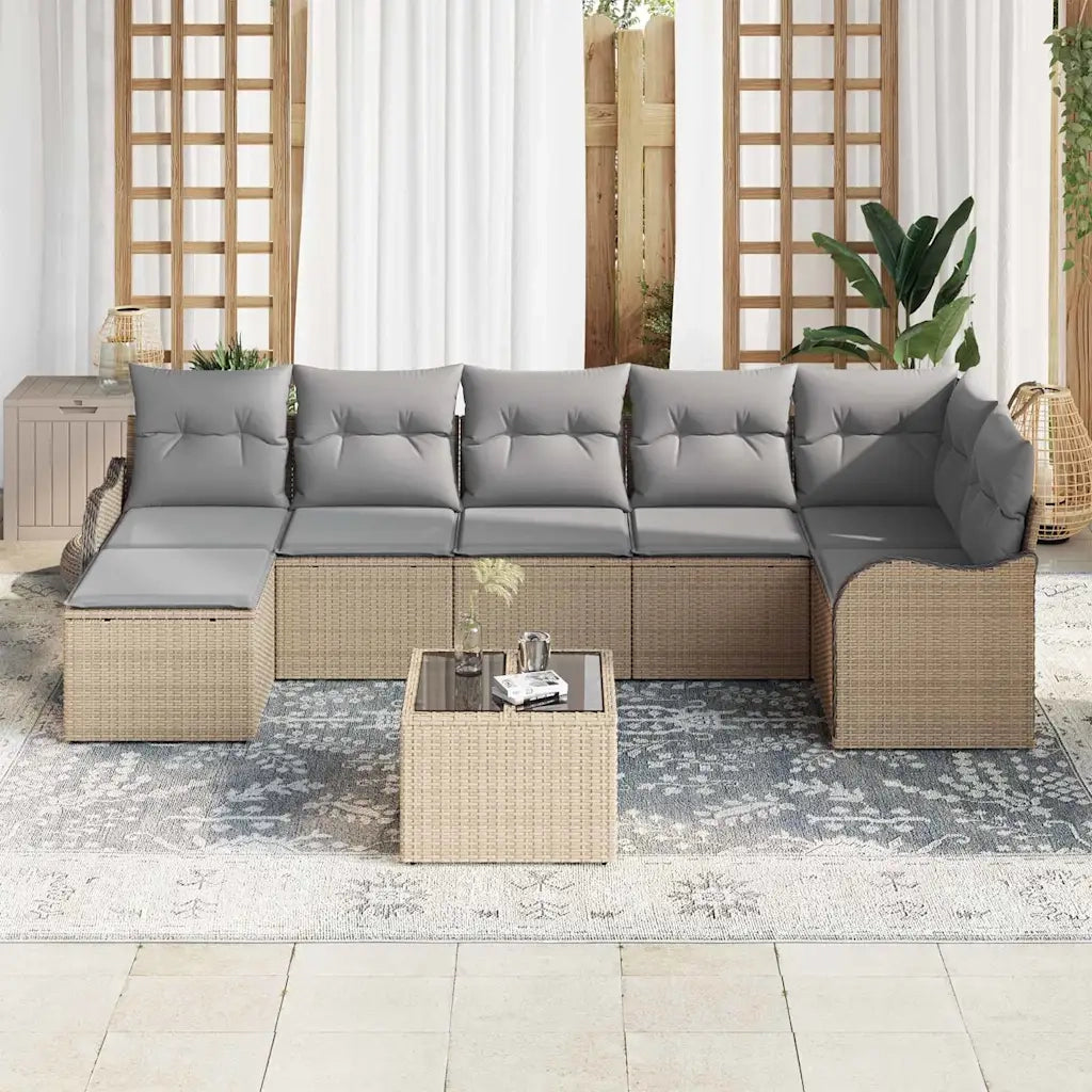 Set Divano da Giardino 8 pcs beige e grigio chiaro Poly Rattan 3354469