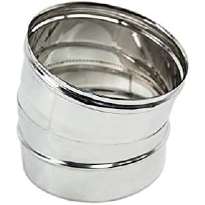 Gomito curva acciaio inox 80mm 5 decimi aisi 304 (15 gradi)