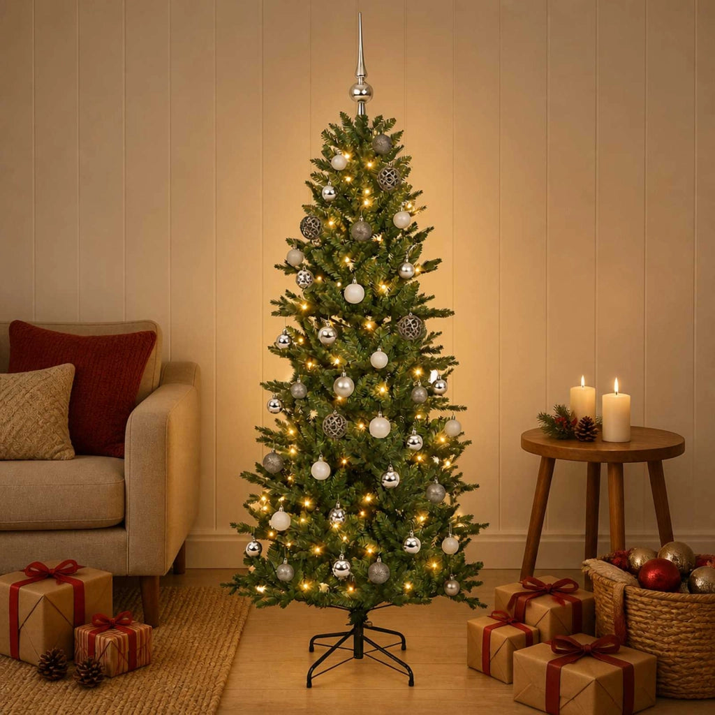 Albero di Natale artificiale con palline 150 cm 150 LED 3466140