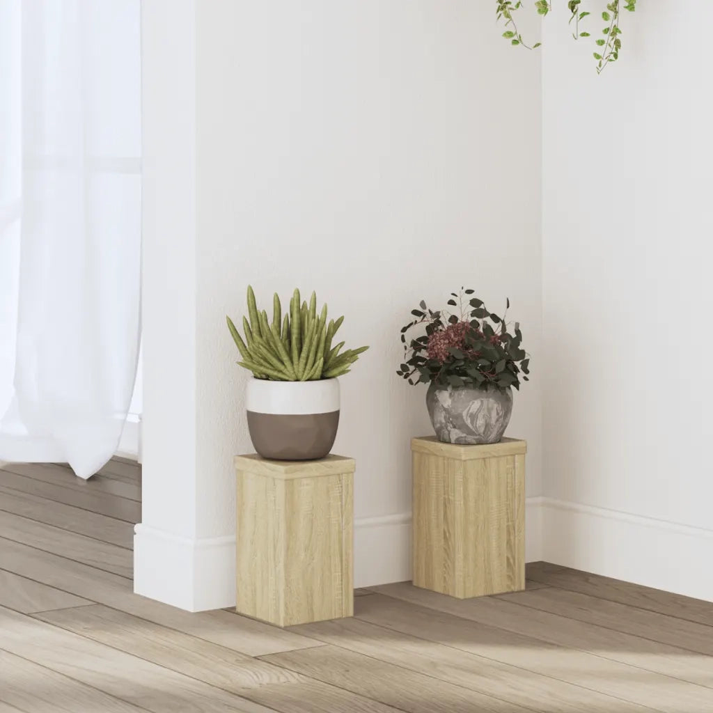 Supporti per piante | Sostegno per piante 2 pz Rovere 10x10x18 cm in Multistrato