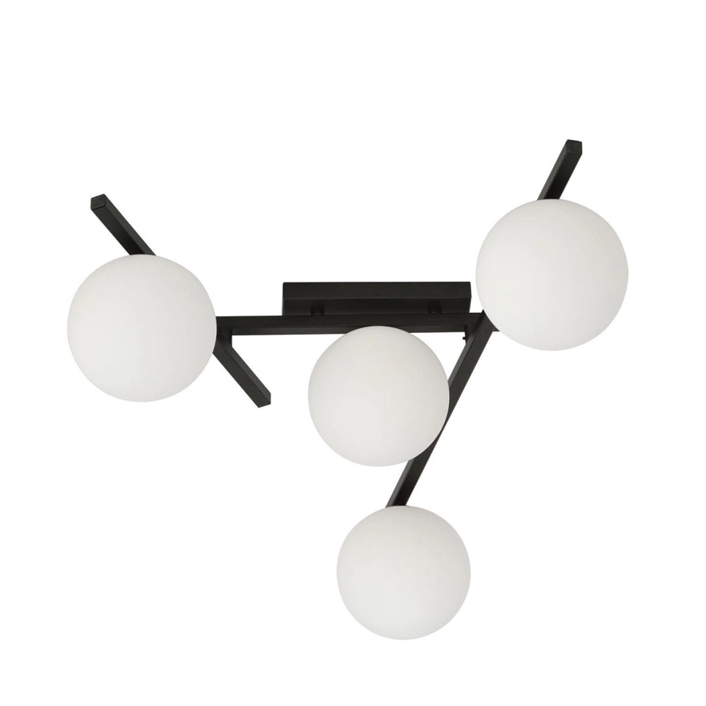 Lampada a sospensione SMART in acciaio nero e vetro opale