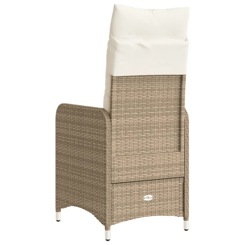 Sedia Reclinabile da Giardino | Sedie da Esterno con Cuscini Beige in Polyrattan