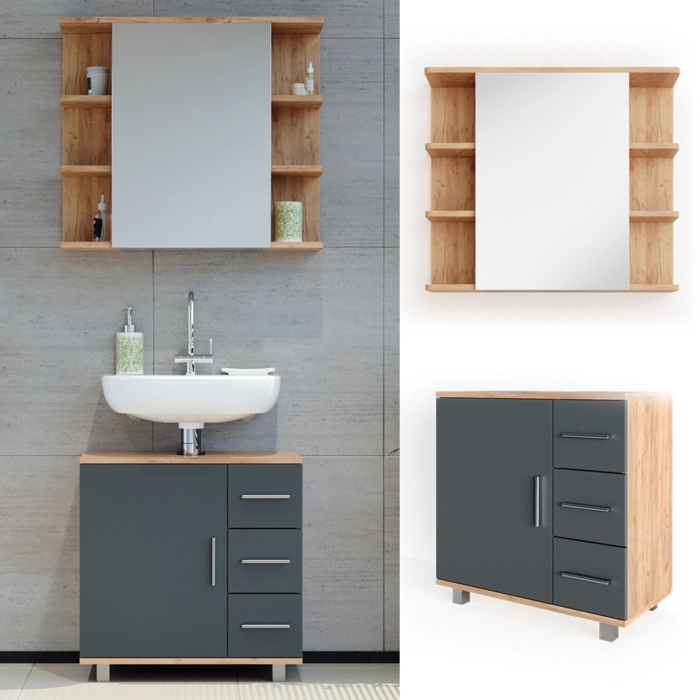 Vicco Set mobili bagno Rovere 2 parti
