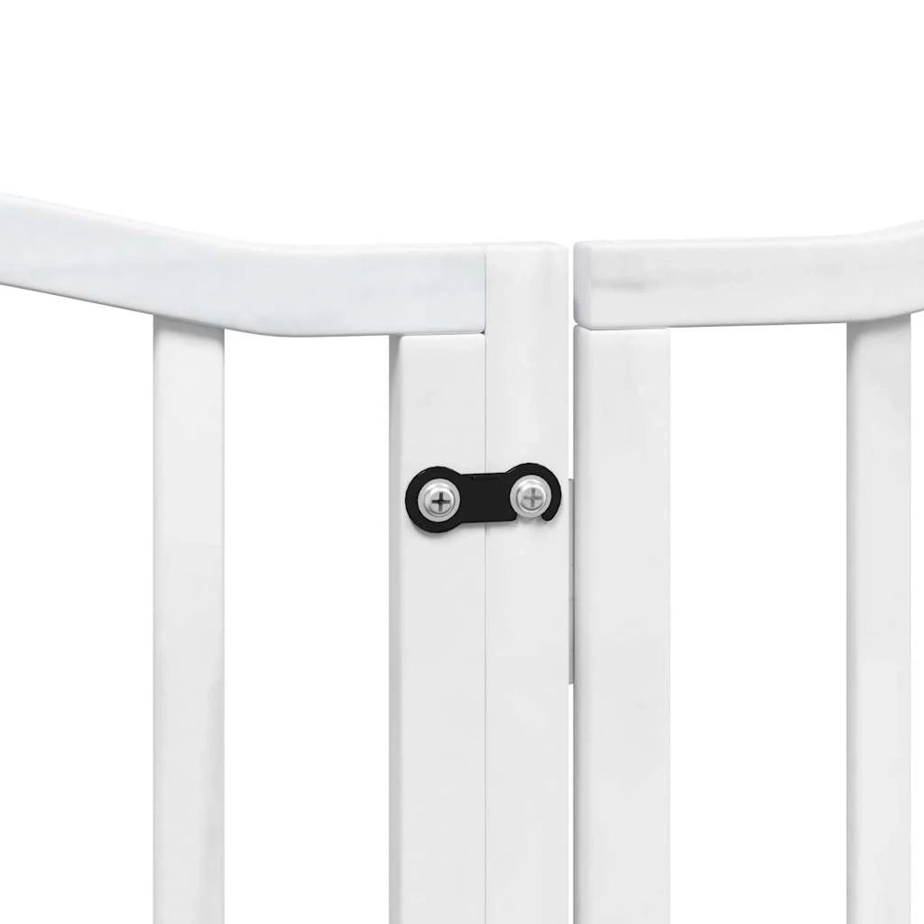 Cancelletto di sicurezza per animali domestici porta pieghevole 12 pannelli legno di pioppo bianco 02_0023172