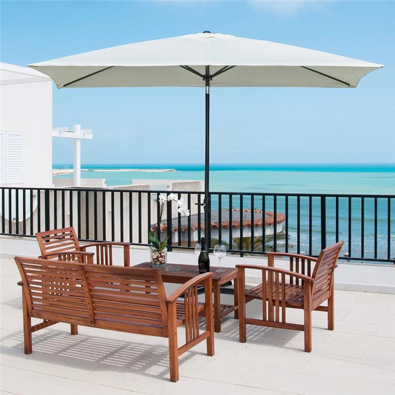 OMBRELLONE DA GIARDINO RETTANGOLARE INCLINAZIONE REGOLABILE  200 X 300 CM BEIGE
