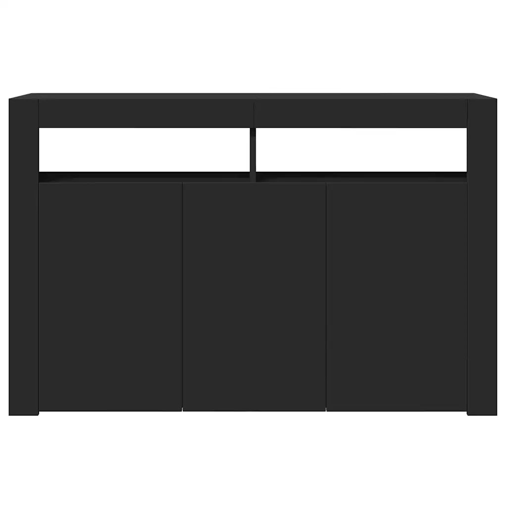 Credenza | Madia | Buffet da pranzo | Armadio da pranzo con Luci LED Nera 115,5x30x75 cm