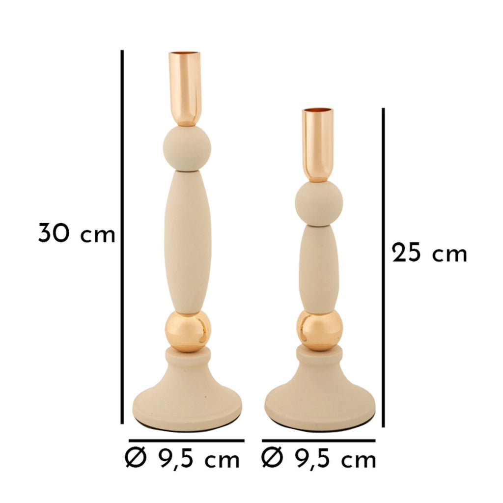 Portacandela VKH941, Beige, Acciaio, 9,5x9,5x30 cm