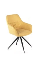 E-STYLO Sedia da pranzo in tessuto giallo con gambe e struttura in metallo nero, imbottita, 56cm X 56cm H. 87cm.