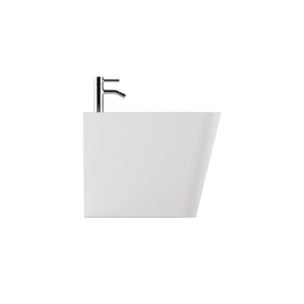 Coppia Di Sanitari Alice Ceramica Da Terra Filo Muro Senza Brida Bianco Lucido "Hide Square"