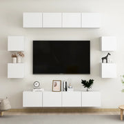 Set Mobili Porta TV 8 pz Bianco in Legno Multistrato 3074459