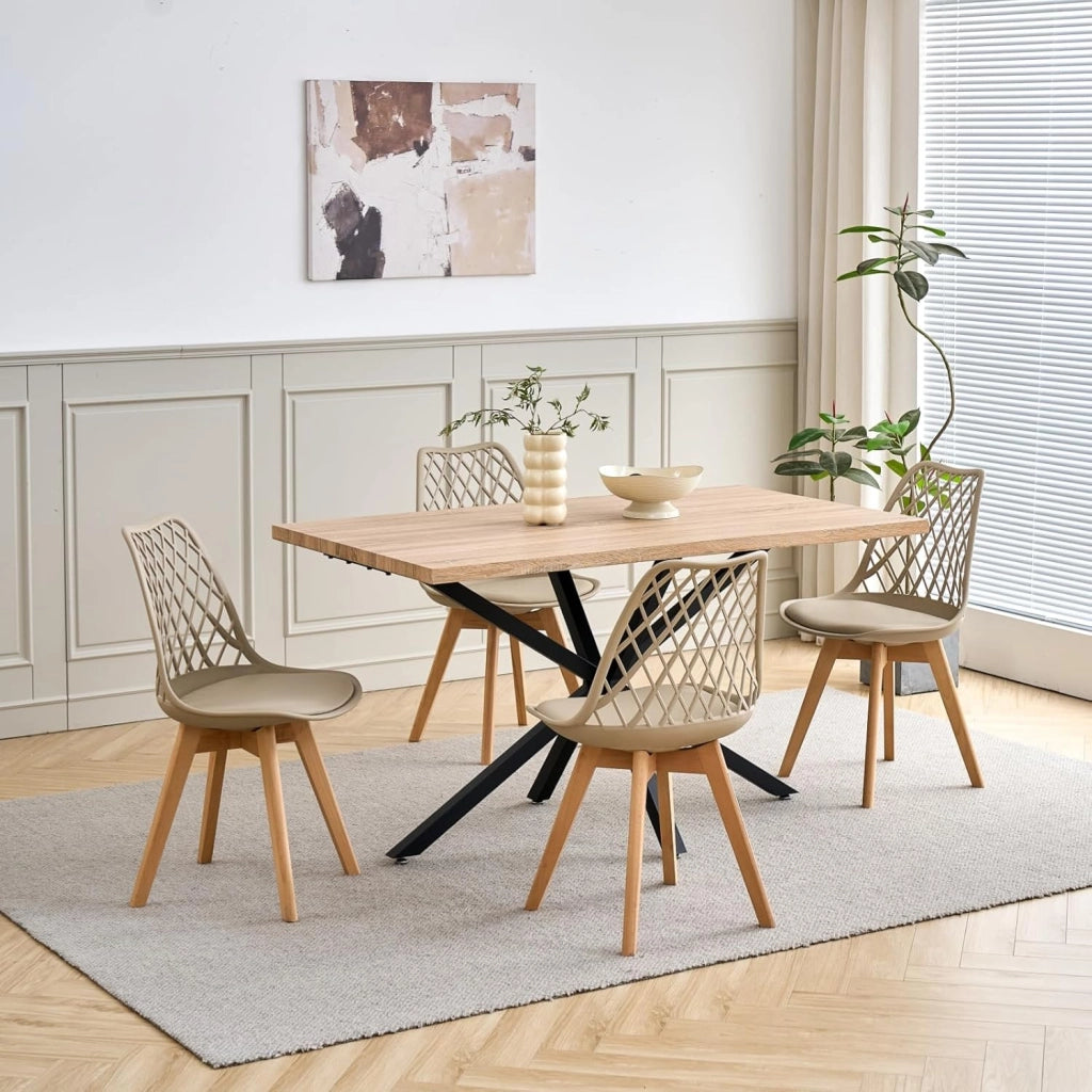 GrandCA HOME Set di 8 Sedie da Pranzo, Sedie da Cucina Moderne con Seduta Rivestita in pelle e Gambe in Faggio, Adatte a Cucine e Sale da Pranzo - Kaki