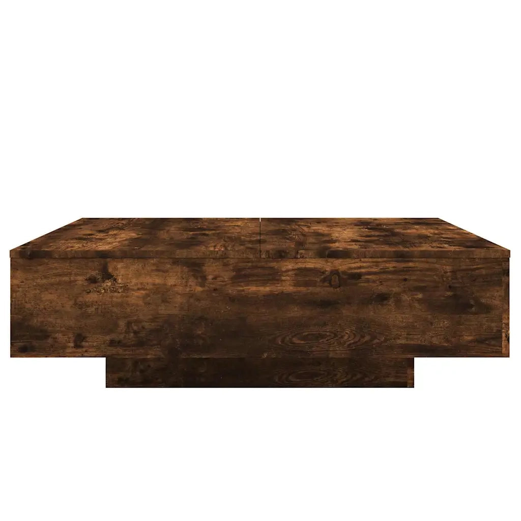 Tavolino da Soggiorno con Luci LED Rovere Fumo 100x100x31 cm 836606