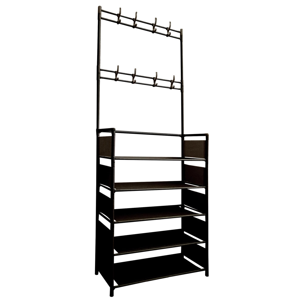 Appendiabiti Da Ingresso Con Scarpiera 16 Grucce 5 Ripiano Nyana Home Nero