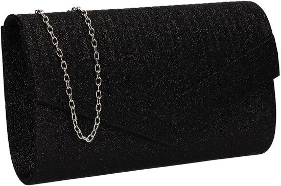Borsa da donna in pelle nera con chiusura a cerniera