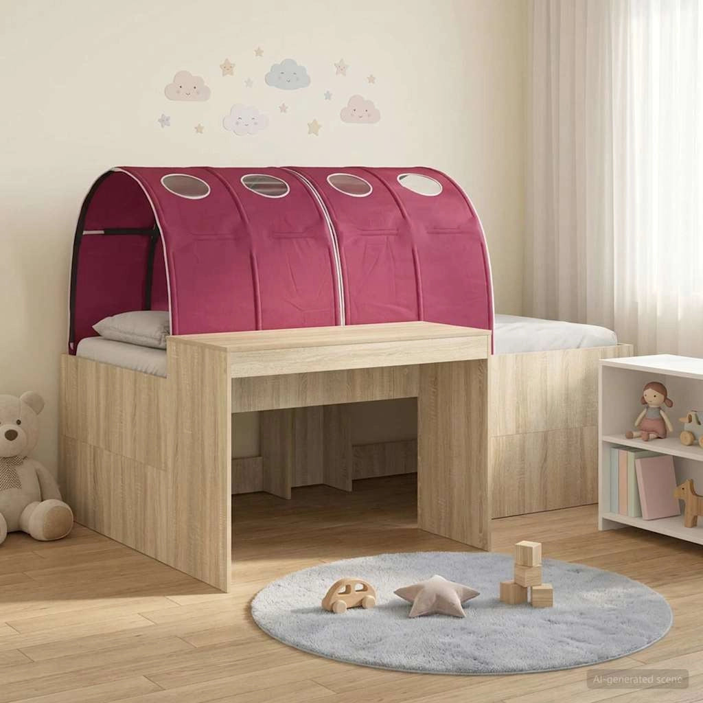Letto con Tunnel 3 pz Rovere Artigianale e Rosso 3423699